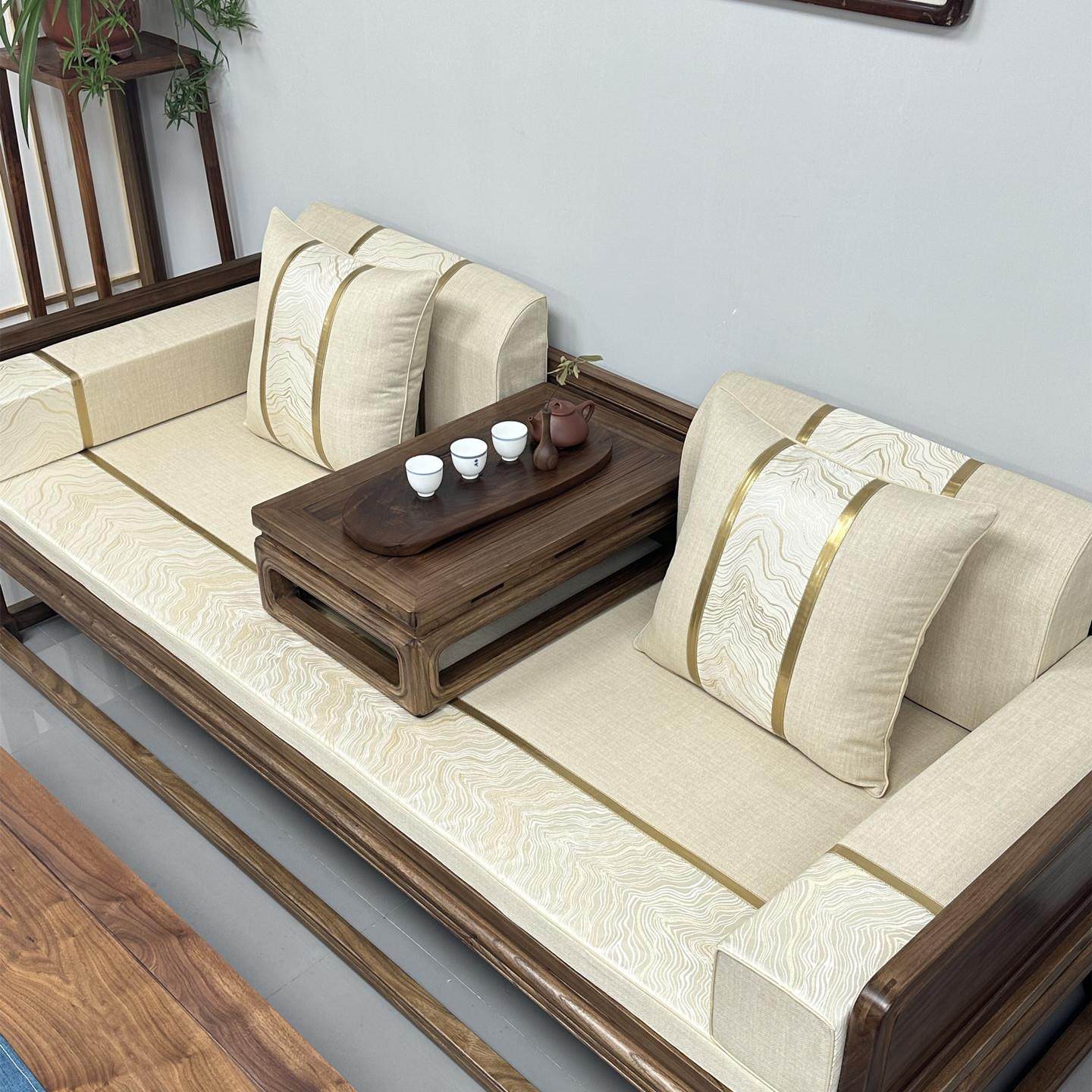 新中式沙发垫红沙发坐套罩高端9垫实木家具汉座垫防木滑罗床垫定