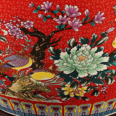 景德镇陶瓷大鱼缸大号花红色睡莲盆荷乌龟缸落地PBS水缸缸客厅摆