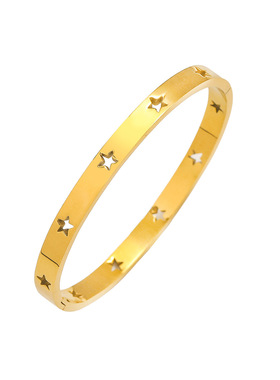 手镯女欧美风五角星镂空钛钢卡扣手镯简约不锈钢星星手饰品