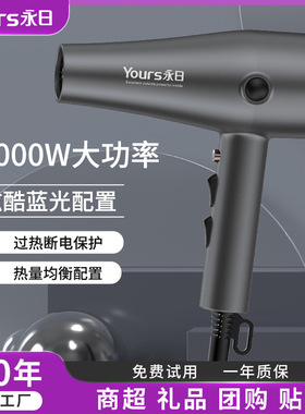 永日黑标家用大功率2000W电吹风机发廊恒温冷热风吹风筒