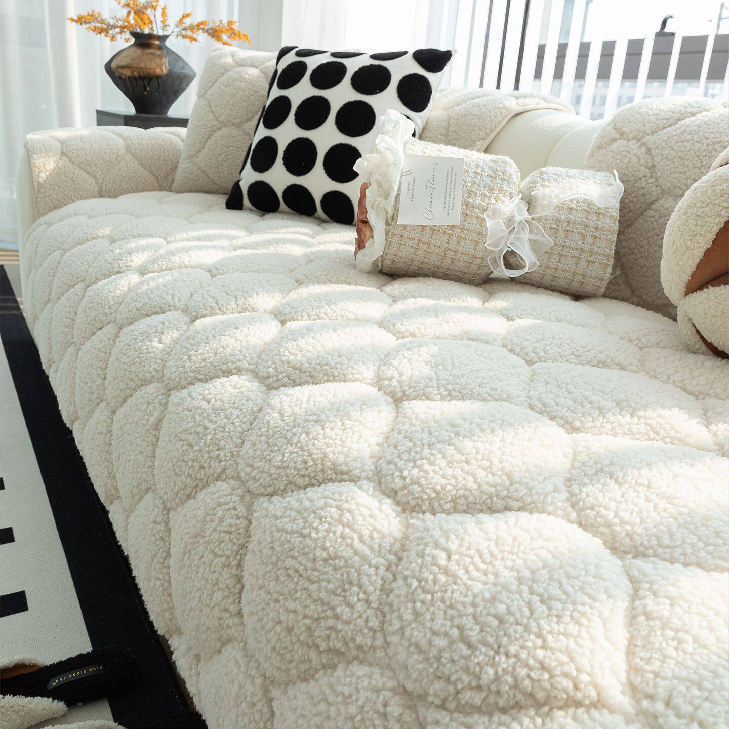 舒棉绒沙发垫2026新款秋冬季加厚保暖沙发盖布直排防滑皮沙发套罩