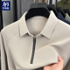 t恤男2025秋季 新款 中年商务日常男士 纯色翻领拉链长袖 打底衫