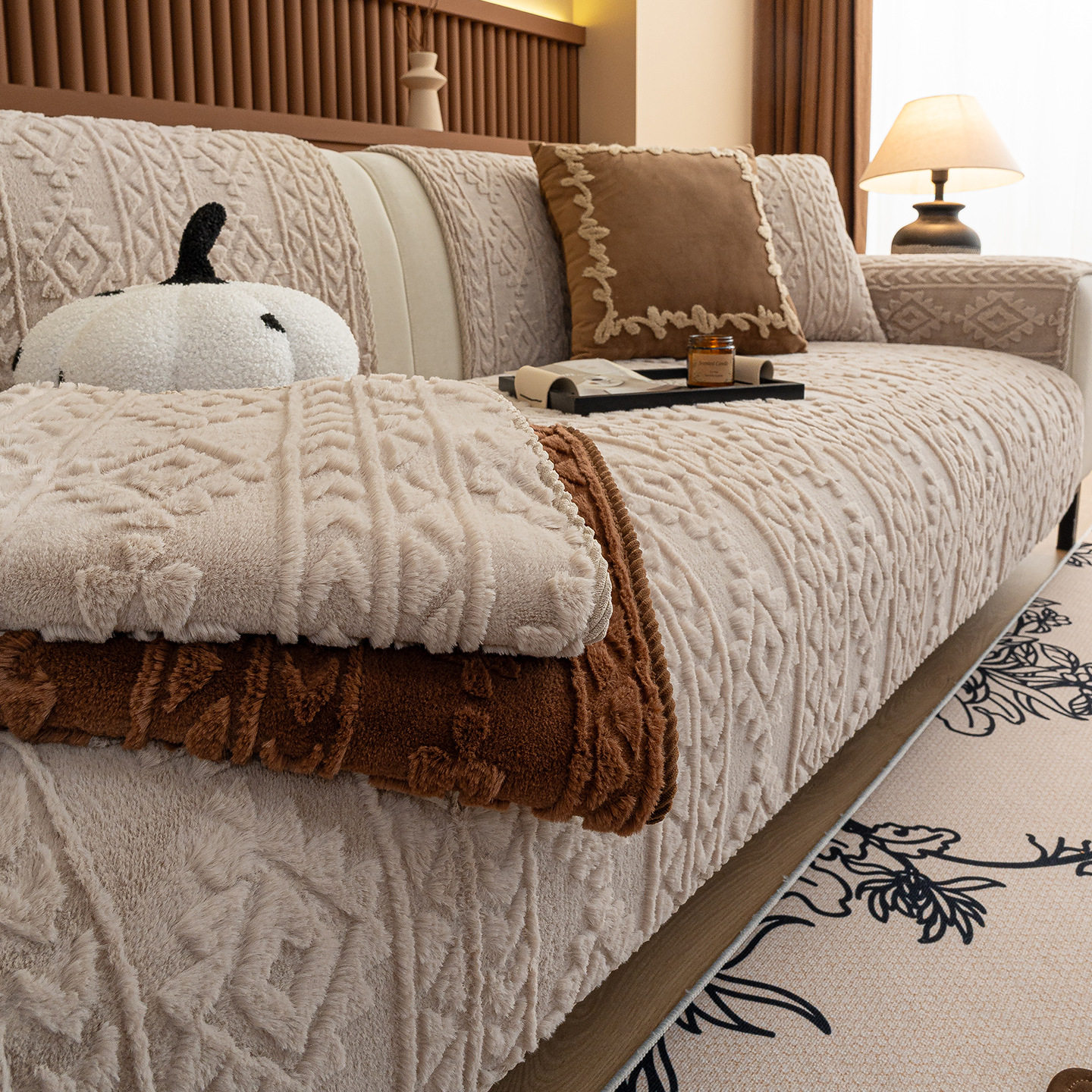 冬季兔毛绒沙发垫2026新款高级感固定防滑加厚直排坐垫一片式盖布,居家布艺,沙发垫,淘宝优惠券,粉丝福利购,淘宝优惠卷