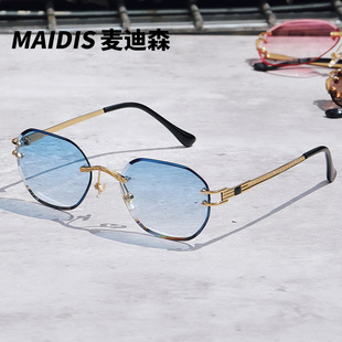 杰特8102欧美切边太阳镜时尚海洋片眼镜砖石切边无框太阳镜