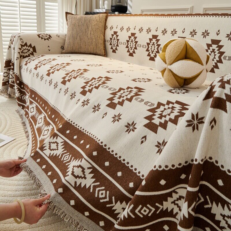 波西米亚风格美式单人沙发巾盖毯乡村复古沙发套罩椅子盖布一片式