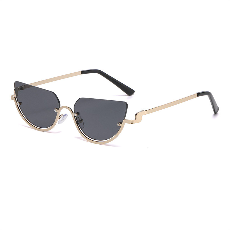 杰特868新款半框太阳眼睛时尚半圆小巧金属太阳镜欧美潮流单品墨