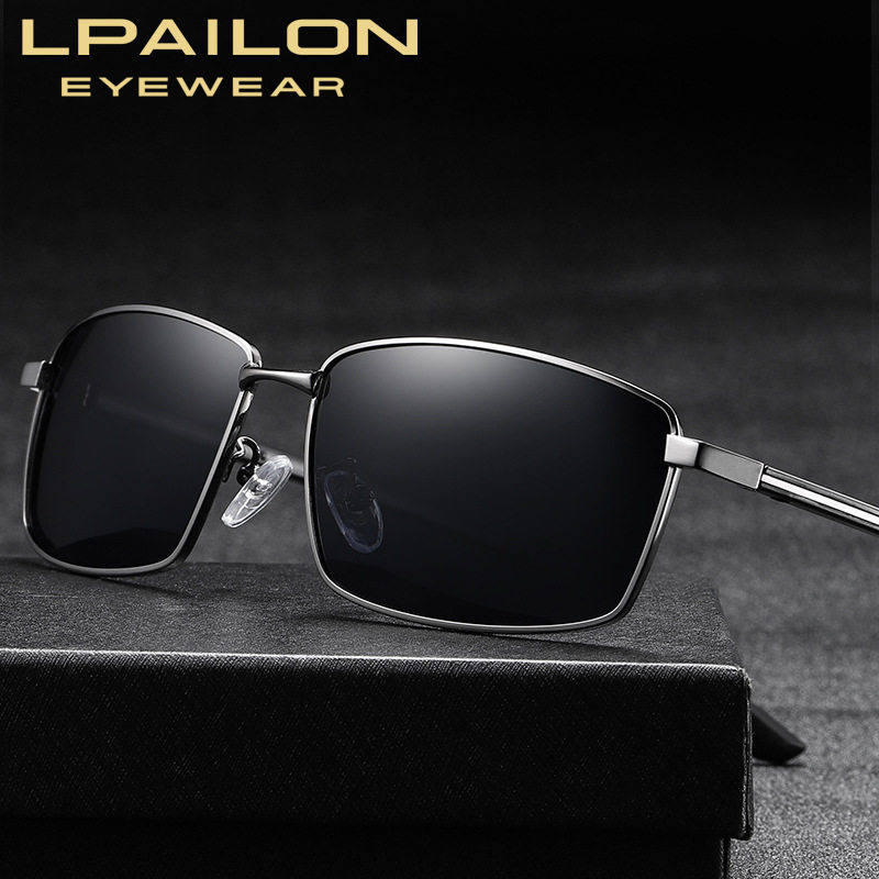 厂家直销新款方形偏光太阳镜男夜间骑行夜视眼镜户外驾驶司机墨镜