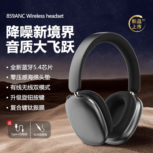 3D贴布工艺P859主动降噪头ANC戴式蓝牙耳机5.4音质长续航久戴不痛