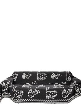 加厚雪尼尔布艺沙发巾现代简约卡通图可沙tb-73270爱发盖沙布防猫