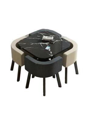 简约接待桌椅组公IJE合4人休闲洽谈小圆桌店会北客售楼办方铺餐桌