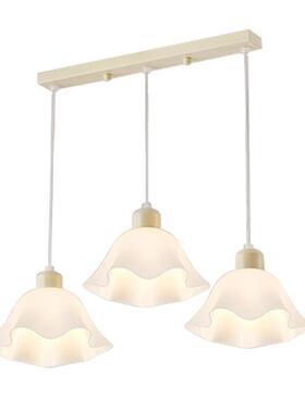 d北欧创0意三头餐厅灯225年新款奶油卧室床头吊灯花朵造型l风e灯