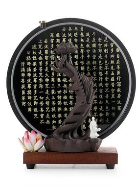 新紫砂倒流式QLU炉心经灯圈中禅意摆件佛手禅心家用古香风装饰品