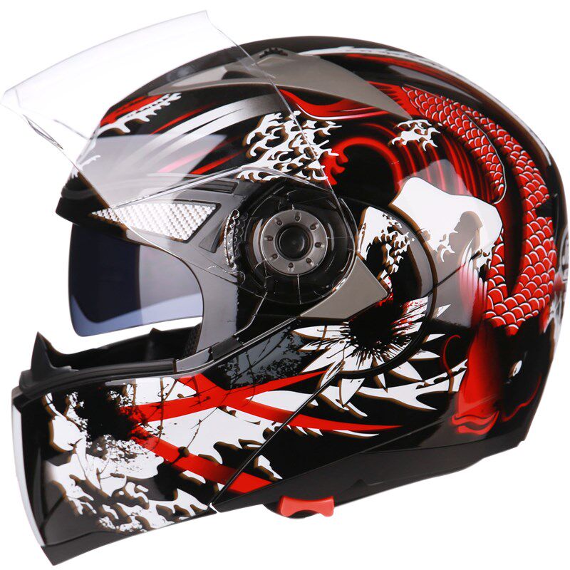 捷凯摩托车头盔双镜片揭面盔JK-105男女秋冬四季通用