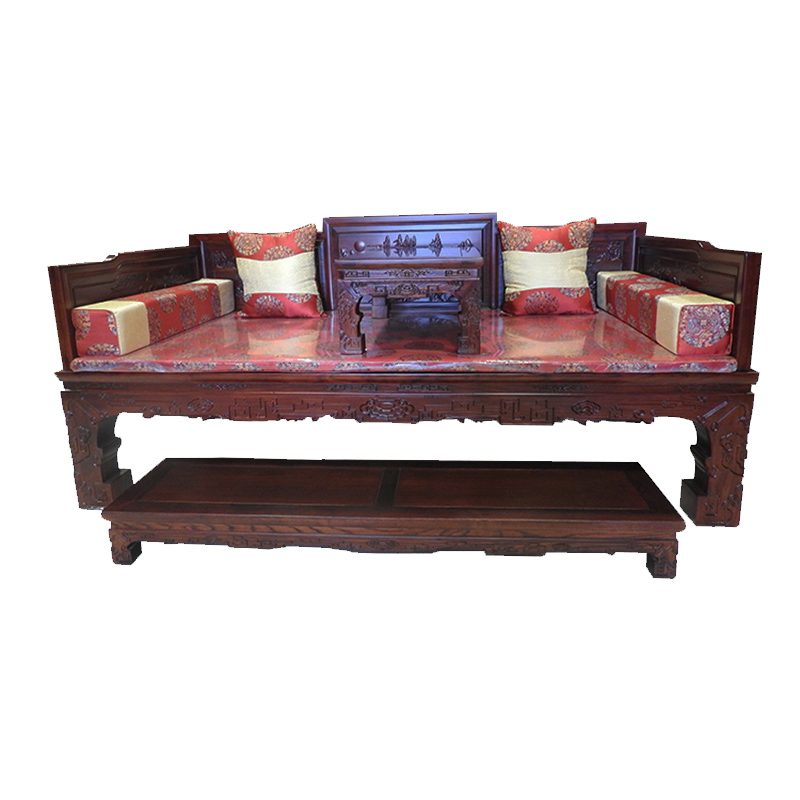 义仁阁年年红榆木罗汉床炕几全实木沙发床榻榫卯结构客厅中式家具