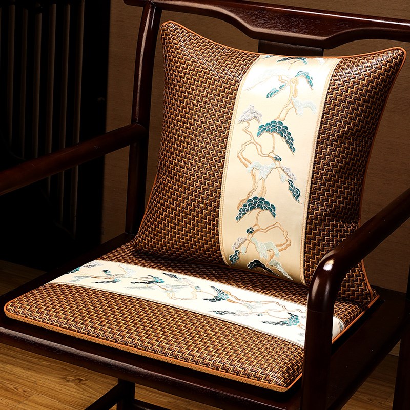 夏季藤席坐垫椅垫办公室实木圈椅防滑红木沙发坐垫透气冰爽凉席垫
