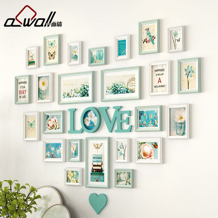 心形照片墙装饰创意个性爱心相框墙挂墙婚房结婚婚纱照洗照片