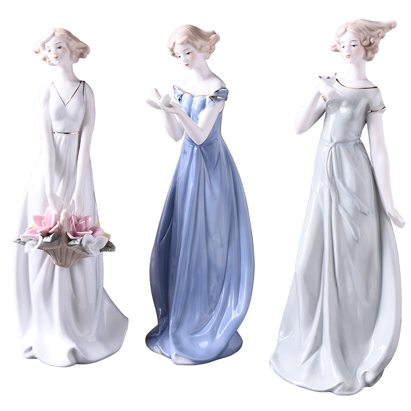 欧式家居客厅陶瓷人物饰品摆件酒柜电视柜卧室装饰品西洋美女创意