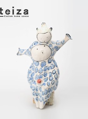 Oteiz现代卡通陶瓷人物摆件酒店民宿儿童房样板间玩偶装饰品