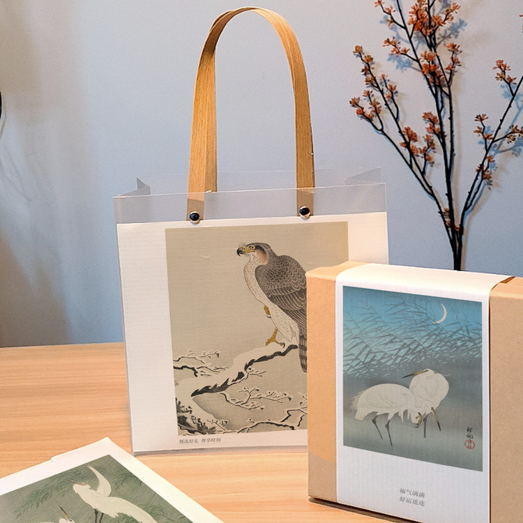 qyjs320古风水墨工笔兰花梅花竹子菊花鲤鱼山水荷花礼盒包装定制