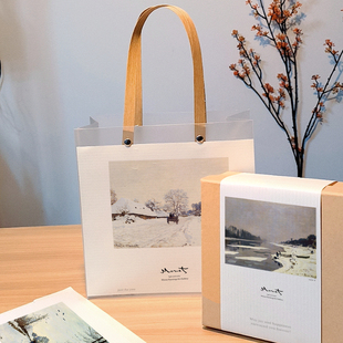 hnf181简约北欧风优化莫奈梵高油画艺术纸袋纸盒天地盖礼盒包装