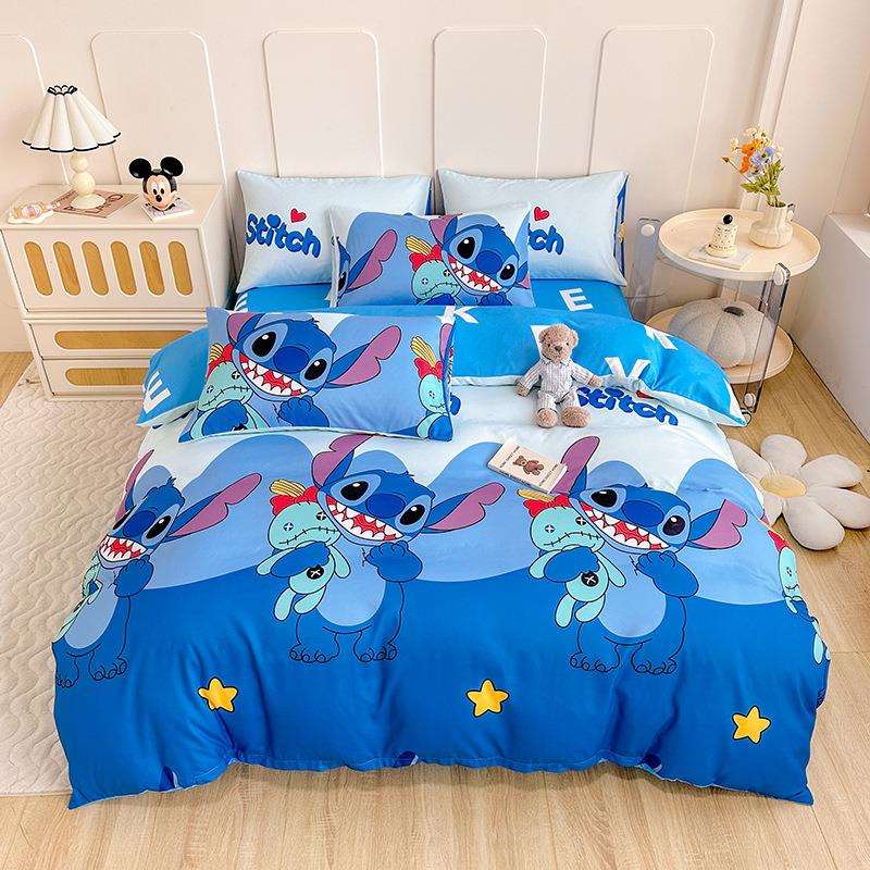 跨境斜纹磨毛床上四件套儿童女孩可爱学生宿舍三件套床单床笠被套