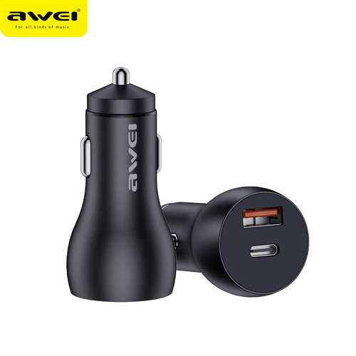 AWEI用维双PD18W迷你快充车充 卡扣式车载充电器C-822