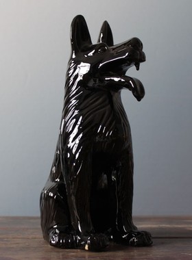 精品陶瓷狗摆件镇宅招财守财工艺品生肖风水摆设洛阳唐三彩狼狗