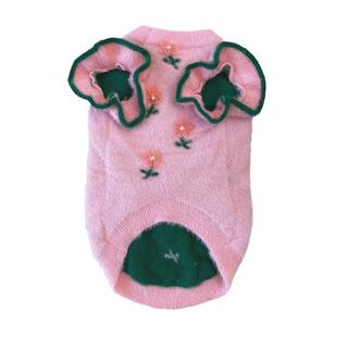款宠物毛衣背Y75心貂绒加厚狗保暖可爱花朵款狗新猫咪雪法耐瑞斗