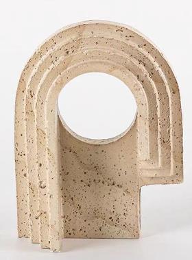 则BJ0114抽象侘寂几客何不规门洞摆件现代样板间饰厅玄关仿洞石艺