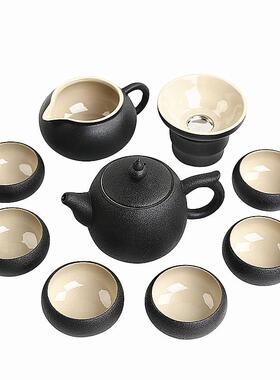 日式陶功MD-0998夫茶茶具套装整办公家用简约黑陶瓷壶茶杯套泡茶