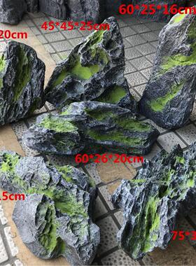仿真灰色石头景观造景庭院园林树脂玻璃钢英德石仿真石头青苔