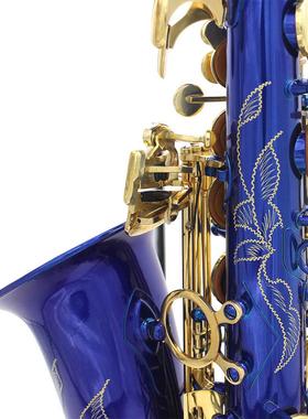 调鲍SLAE雷德中音萨克斯降E黄铜管体D雕OBI花鱼壳按键蓝色萨克斯