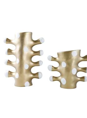 现代金抽象艺术黑白色板色树脂花瓶样售123间楼处玄关台面装饰品