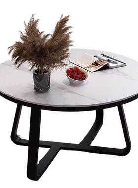 岩板茶几轻UYK奢北现代简约形小型家用茶几家用客户厅欧玻璃茶圆