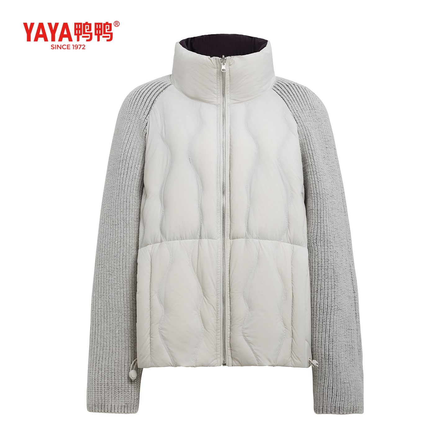 YAYA鸭鸭羽绒服2025秋冬新款女士短款立领轻薄双面穿百搭拼接外套