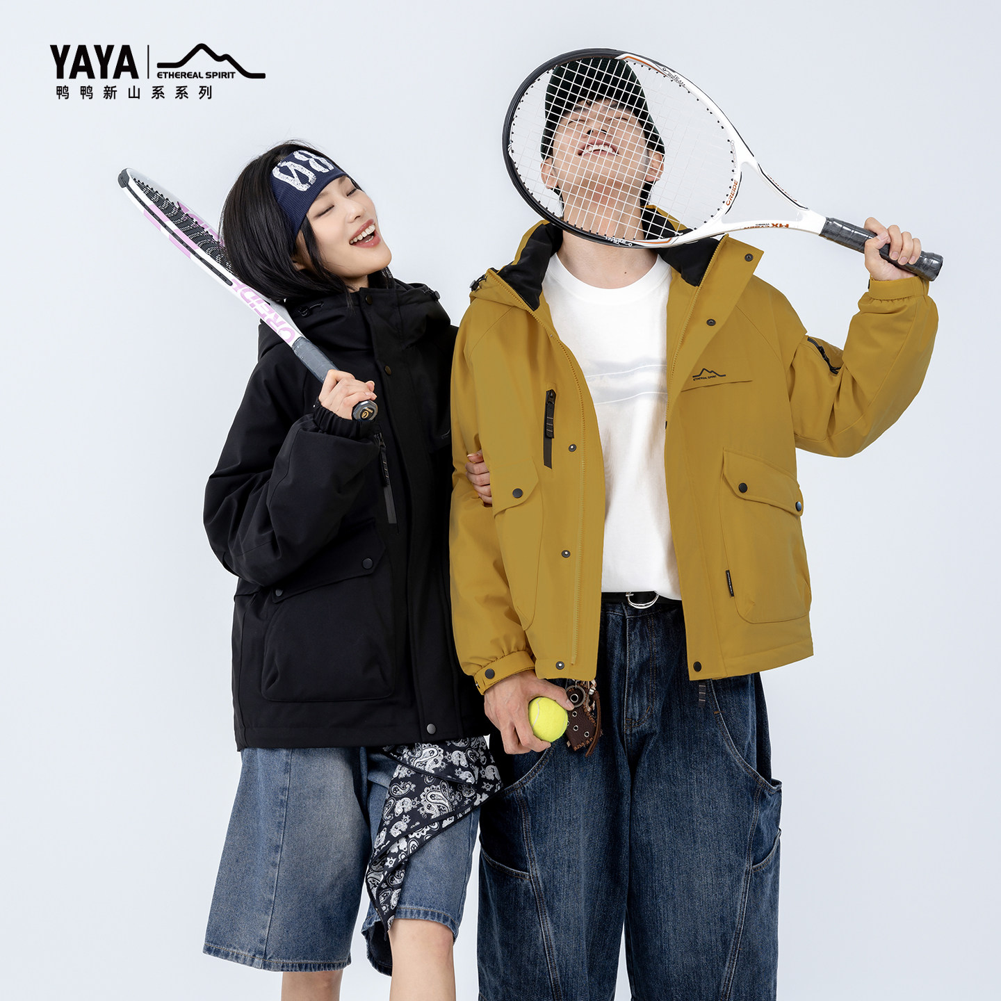 YAYA鸭鸭羽绒服25男女户外休闲保暖防水防风连帽冬冲锋衣