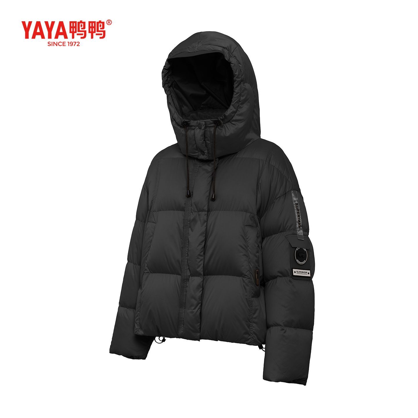 YAYA鸭鸭女2025新款短款冬季时尚连帽保暖休闲羽绒服面包服外套