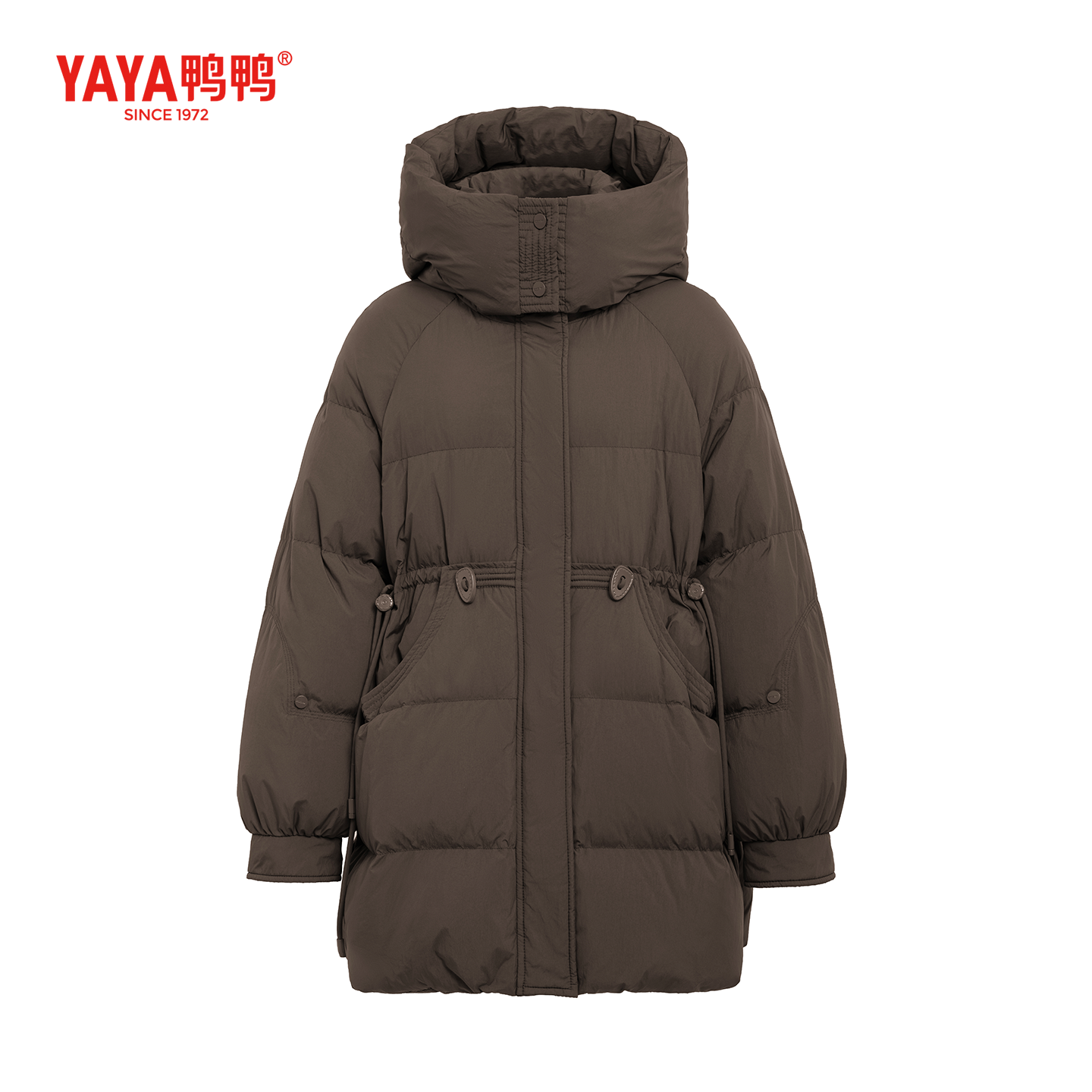 YAYA鸭鸭2025新款冬季时尚休闲运动女士鸭绒中长款羽绒服外套
