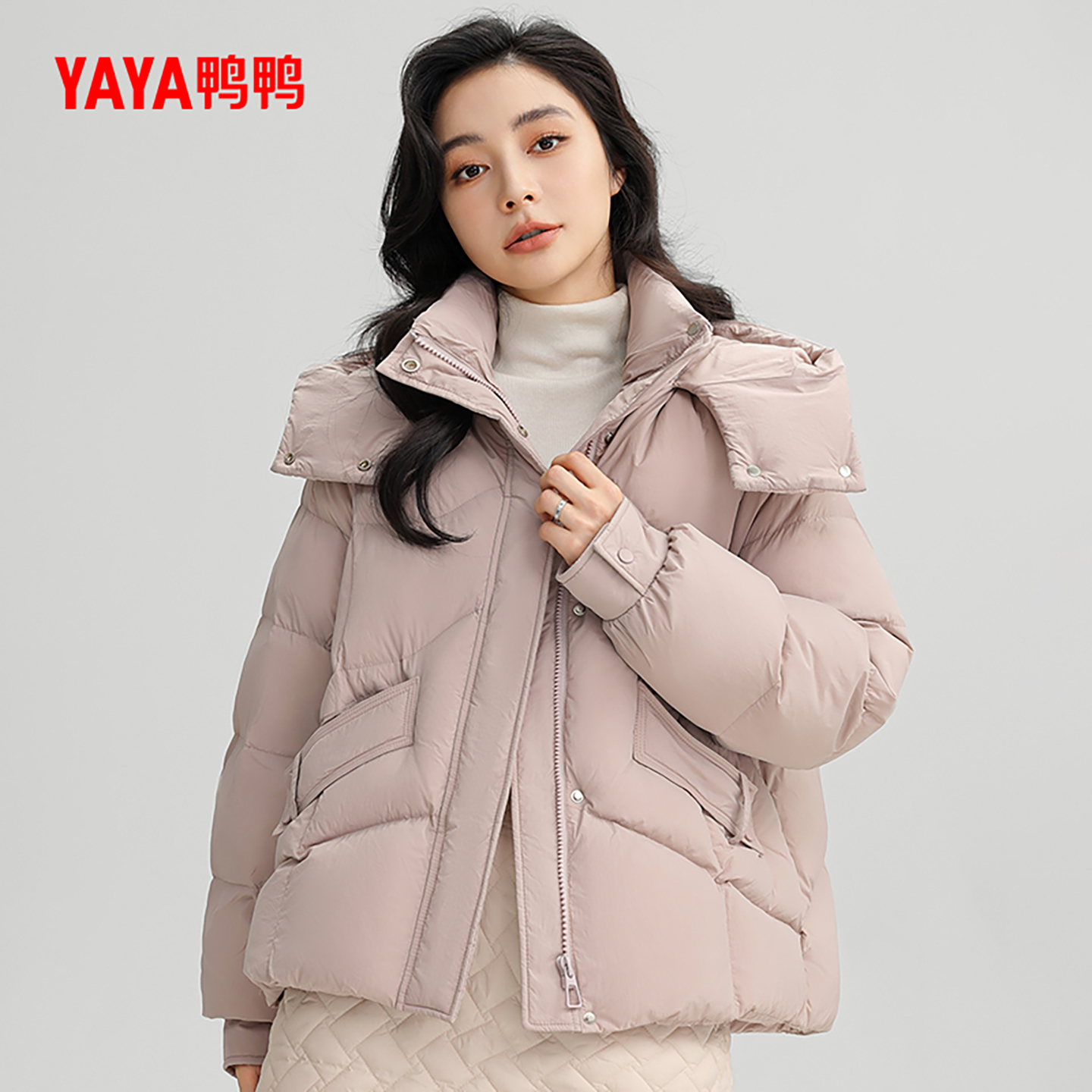 鸭鸭时尚休闲短款加厚羽绒服女