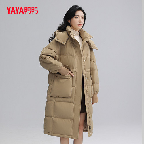 鸭鸭韩版时尚外套中长款羽绒服女