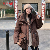 时尚 YAYA鸭鸭连帽中长款 羽绒服女25冬季 宽松加厚丫丫鸭绒保暖外套