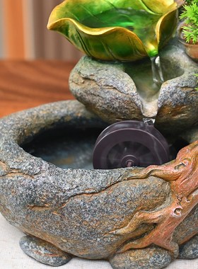 假山流水循环水景观小型喷泉办公室桌面家居客厅电视柜装饰品