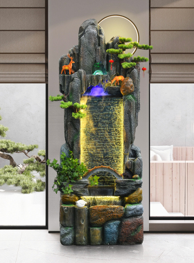 中式假山流水喷泉摆件落地山水屏风庭院客厅装饰循环水景观水幕墙