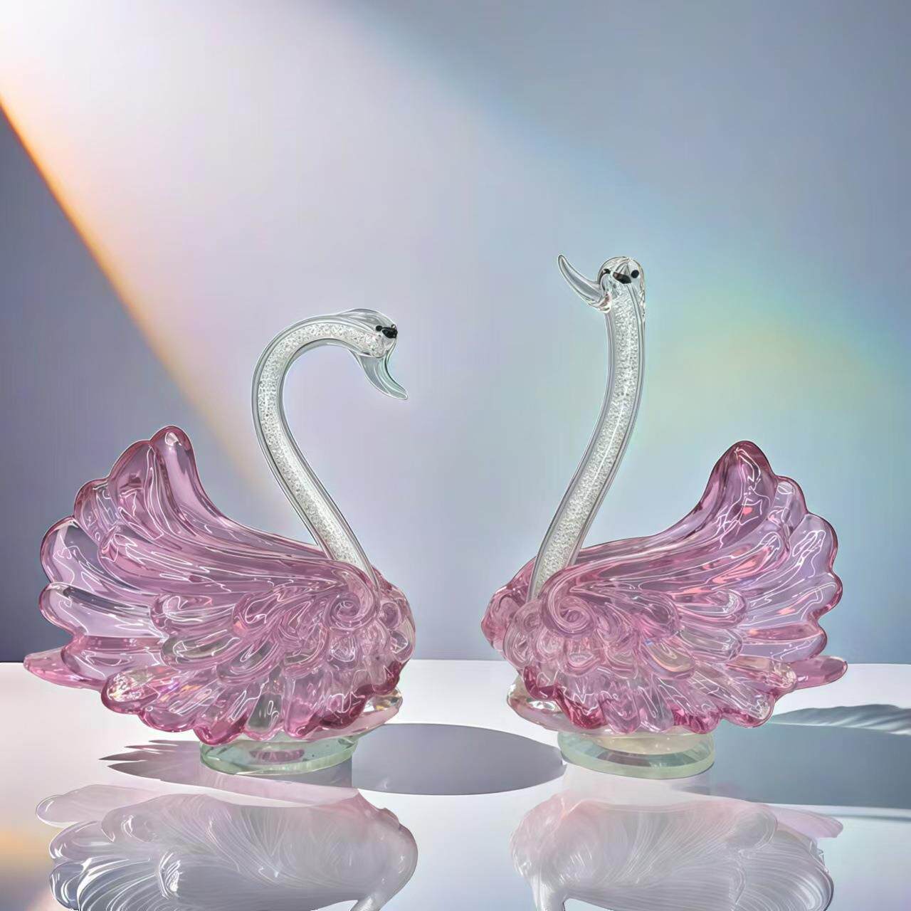 水晶天鹅摆件一对生日订婚结婚新婚礼物女生送新人闺蜜礼盒装高级