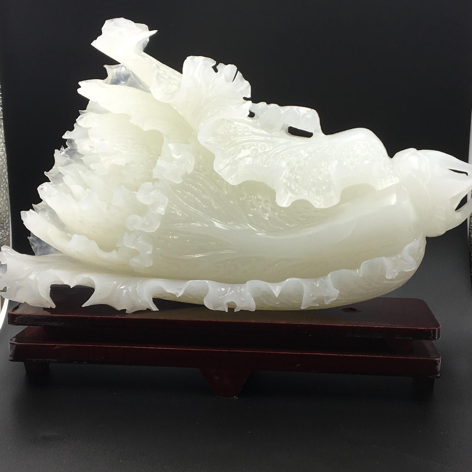 阿富汗玉白菜玉器工艺品白玉媲美和田白玉玉石客厅大摆件