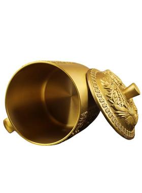 精美龙凤黄铜福寿茶缸水杯龙凤水缸办公室客厅杯子装饰品摆件茶杯