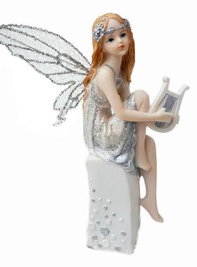 音乐精灵乐器女孩天使家居装饰摆件创意样板房结婚礼品树脂工艺品