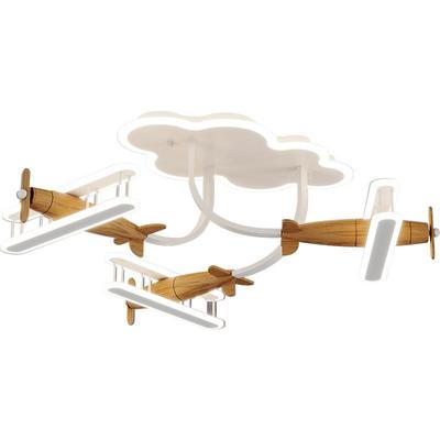 儿童房灯创意通GVL实木卧室飞机灯幼奶油风儿园智能卡吸灯顶灯中