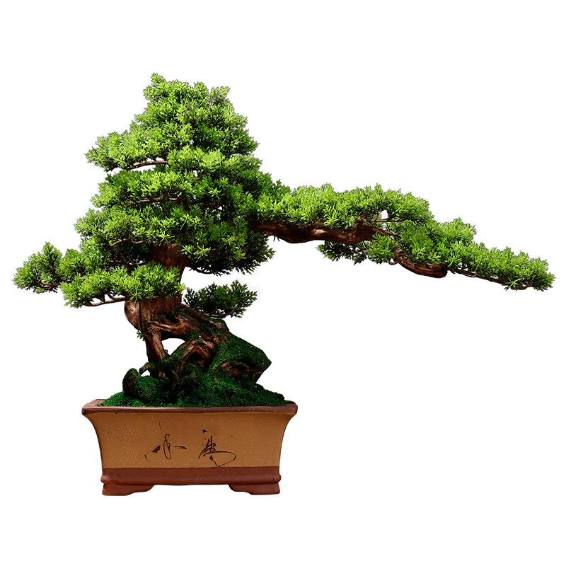 客厅新中式仿真迎客松盆景室内绿植大盆栽玄关酒店办公室软装饰品