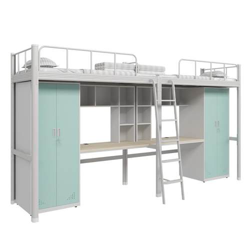 学生公寓床大学生宿舍上床下桌组合一体床单人公寓上床下柜铁架床